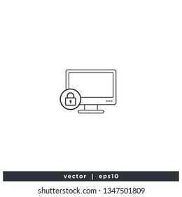 Computer locked icon symbol