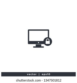 Computer locked icon symbol