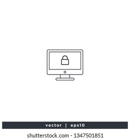 Computer locked icon symbol