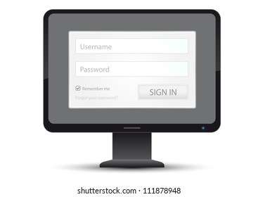 computer with log in member area with remembering and forgot password