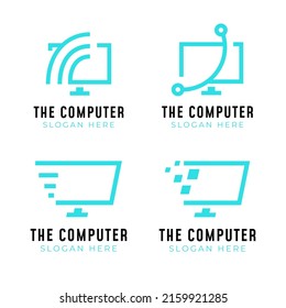 Computer logo collection. Simple desktop icon for technology symbol.  Digital monitor vector illustration