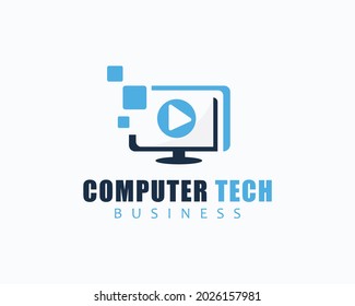 computer logo creative media video design concept pixel