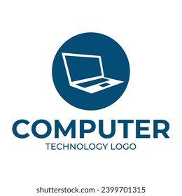 Computer logo design. Pc fix, repair, Computer maintenance service, software, Computer tech shop vector illustration isolated on white background