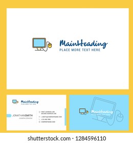 Computer  Logo design with Tagline & Front and Back Busienss Card Template. Vector Creative Design