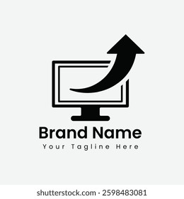 Computer Logo Design, Tech Code Wifi Logo, Laptop Wifi Logo