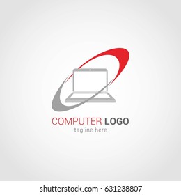 Computer Logo Design Template. Vector Illustration