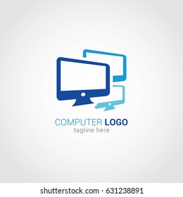 Computer Logo Design Template Vector Illustration Stock Vector (Royalty ...