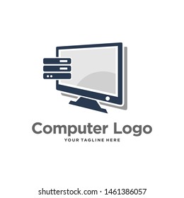 Computer Logo Design Vector Template