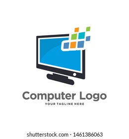 Computer Logo Design Vector Template