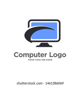 Computer Logo Design Vector Template