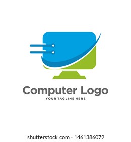 Computer Logo Design Vector Template