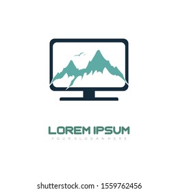 computer logo design with a white background