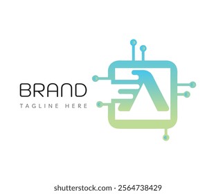 Computer logo icon design template elements. Usable for Branding, Business and Technology Logos.
