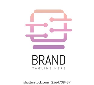 Computer logo icon design template elements. Usable for Branding, Business and Technology Logos.
