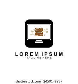Computer Logo Image Stock Vector. Modern technology icon.