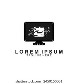 Computer Logo Image Stock Vector. Modern technology icon.