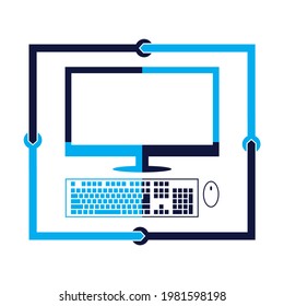 A computer logo with a minimalist design and elegant colors