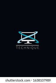 Computer logo on a black background