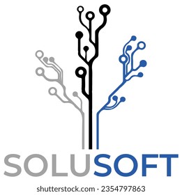 
computer logo in the shape of a tree for companies of the computer guild