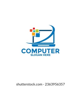Computer logo template. Computer repair logo , Software development vector design. Desktop service logotype