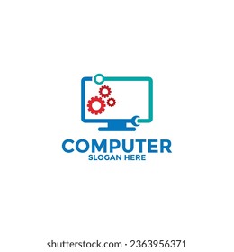 Computer logo template. Computer repair logo , Software development vector design. Desktop service logotype