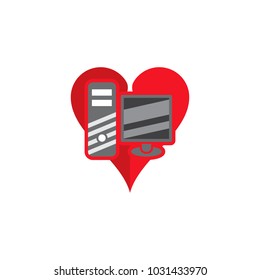 Computer Love Logo Icon Design