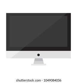 Computer / i Mac concept monitor with black screen icon in flat design interface element for app ui ux web eps 10 vector isolated on white background