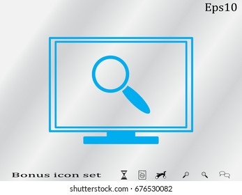 Computer, magnifier, icon, vector illustration of Eps10