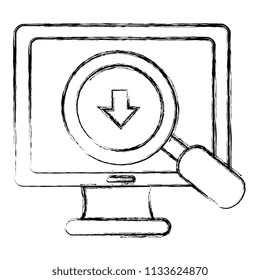 computer with magnifying glass