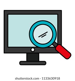 computer with magnifying glass