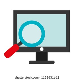 computer with magnifying glass