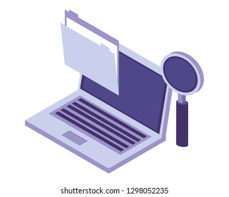 computer with magnifying glass