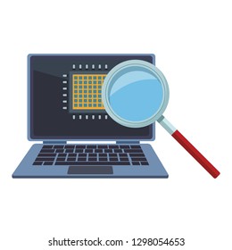 computer with magnifying glass