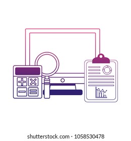 computer with magnifying glass and checklist