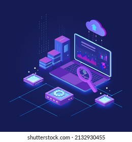 Computer magnifying and processing cloud data analysis base. Inspecting statistical graphic evolution information