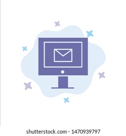 Computer, Mail, Chat, Service Blue Icon on Abstract Cloud Background. Vector Icon Template background