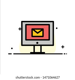 Computer, Mail, Chat, Service  Business Flat Line Filled Icon Vector Banner Template. Vector Icon Template background