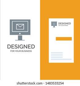 Computer, Mail, Chat, Service Grey Logo Design and Business Card Template