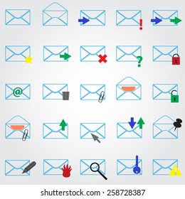 computer mail simple outline blue icons eps10