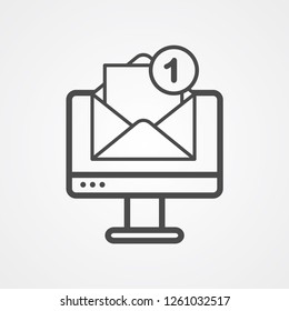 Computer with mail vector icon sign symbol