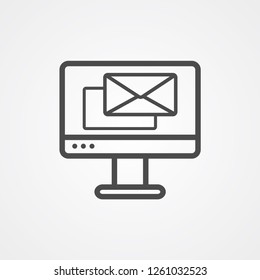 Computer with mail vector icon sign symbol