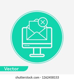 Computer with mail vector icon sign symbol