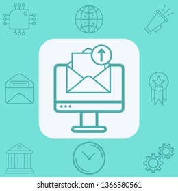 Computer with mail vector icon sign symbol