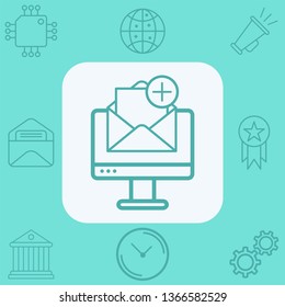 Computer with mail vector icon sign symbol