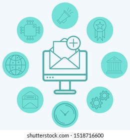 Computer with mail vector icon sign symbol