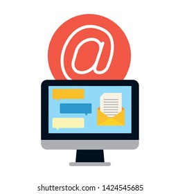 computer mail website chat send email vector illustration