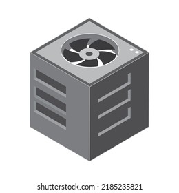 icono isométrico de la tarjeta madre y del ventilador