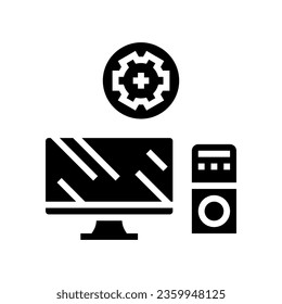 vector de icono de reparación de glifos de mantenimiento de equipo. signo de reparación de mantenimiento de equipo. ilustración de símbolo aislado