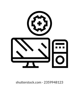 computer maintenance repair line icon vector. computer maintenance repair sign. isolated contour symbol black illustration