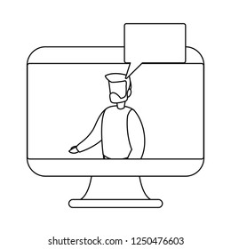 computer man talk speech bubble